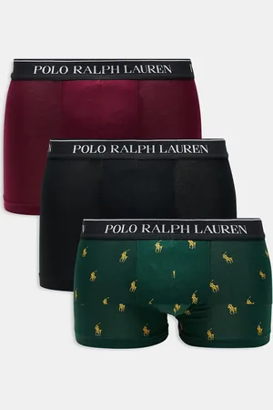 Ralph Lauren 3 pack trunks with logo waistband in red green