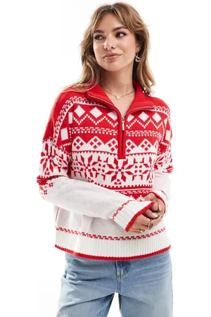 Brave Soul Half zip fairisle jumper in