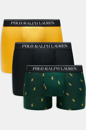 Ralph Lauren 3 pack trunks with logo waistband in yellow green