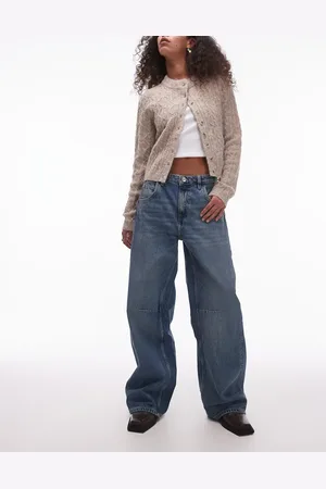 MANGO Seam detail wide leg jean in washed