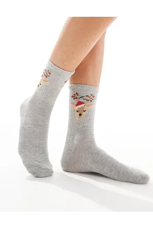 Pieces® Christmas reindeer socks in a sack in