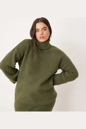 VILA Roll neck knitted jumper co-ord in khaki