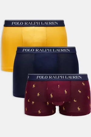 Ralph Lauren 3 pack trunks with logo waistband in red navy