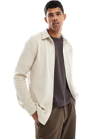Brave Soul Cord overshirt in stone