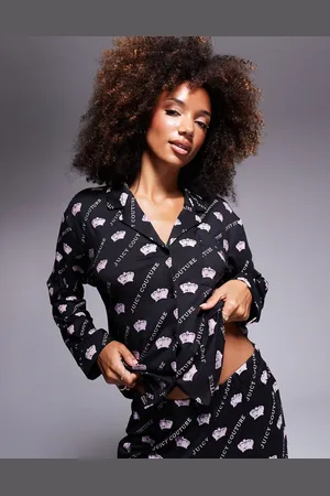 Juicy Couture Long sleeve crown button up pyjama top in
