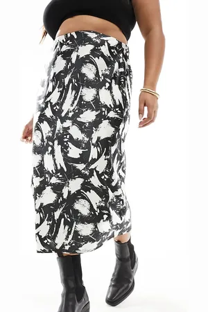 Yours Bias cut midi skirt in abstract print