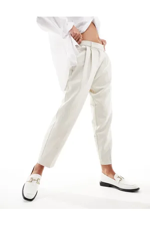 ONLY High waisted tailored trousers in stone