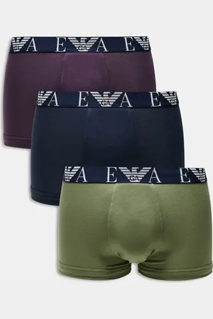 Emporio Armani 3 pack trunk in khaki/navy and plum