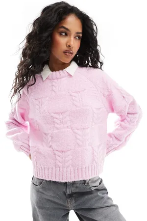 Pieces® Oversize cable knit detail jumper in
