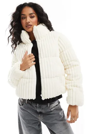 ONLY Funnel neck corduroy puffer in