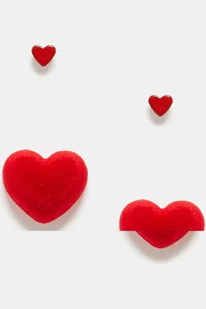 Pieces® 2 pack velvet heart earrings in