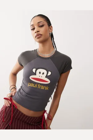 Daisy Street X Paul Frank tonal raglan shrunken t-shirt in