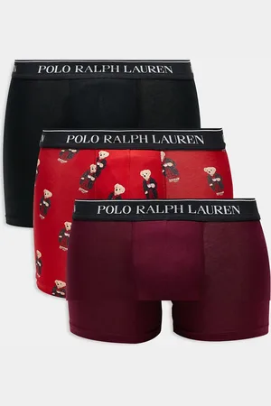 Ralph Lauren 3 pack trunks with logo waistband in red and