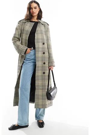 SCALPERS Lime Check Coat In Lime