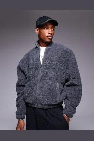 ASOS Boxy oversized borg track jacket in