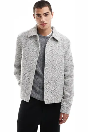 ASOS Wool look harrington jacket in herringbone