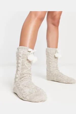 UGG Pom pom fleece lined socks in stone