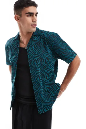 Twisted Tailor Zebra shirt in black and green