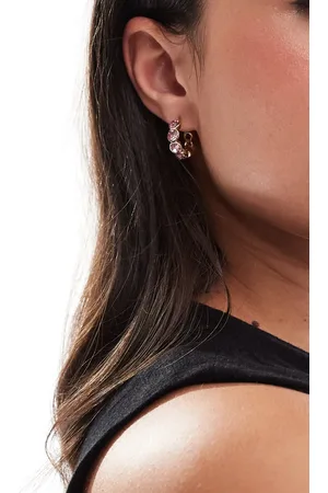 Pieces® Stone hoop earrings in gold