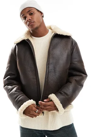 ASOS Faux leather oversized cropped aviator jacket in