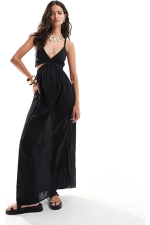 Pretty Lavish Linen blend cut-out maxi dress in