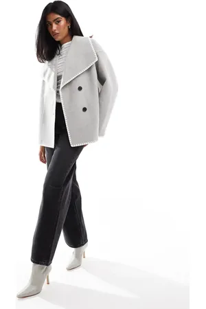 4th & Reckless Wool look oversized lapel jacket with contrast stitch in