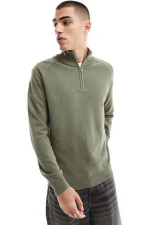 Threadbare 1/4 zip jumper in khaki