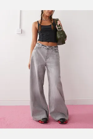 Monki Giga ultra loose fit low rise jeans in concrete