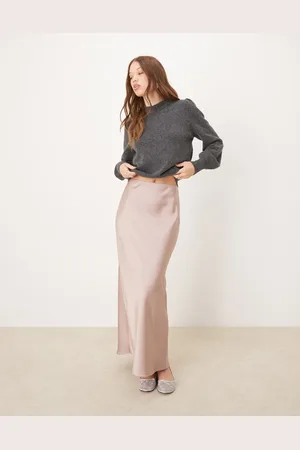 ASOS Satin bias maxi skirt in champagne