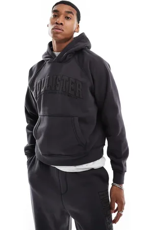 Hollister Boxy logo motif hoodie co-ord in charcoal