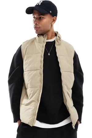 Only & Sons Funnel neck padded gilet in ecru
