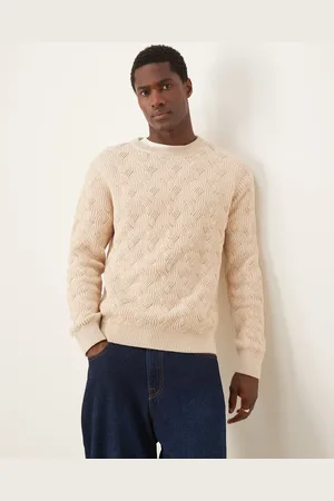 SELECTED Crew heavy structure knit jumper in cream