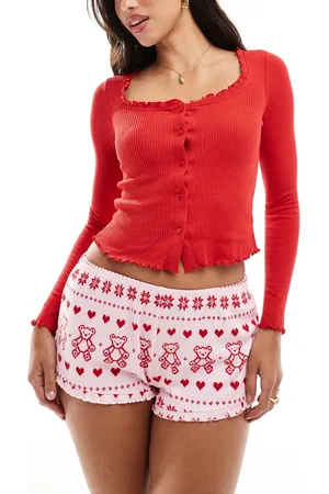Boux Avenue Christmas ribbed long sleeve and short set in bear fairisle print