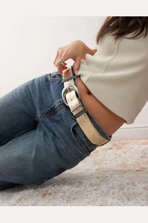 Monki Belt with silver buckle in metallic