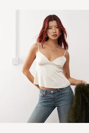 Motel Marinda jaquard satin cami top in ivory