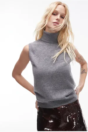 MANGO Roll neck sweater vest in