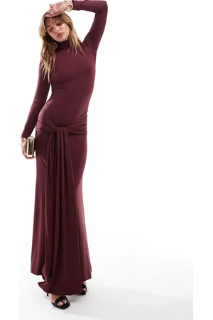 Bardot Tie front maxi dress in plum