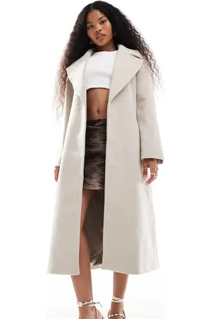 Forever New Formal maxi wrap coat in cream