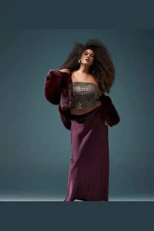 ASOS ASOS DESIGN Curve satin bias maxi skirt in burgundy