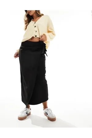 ASOS Wrap tie detail faux suede maxi skirt in