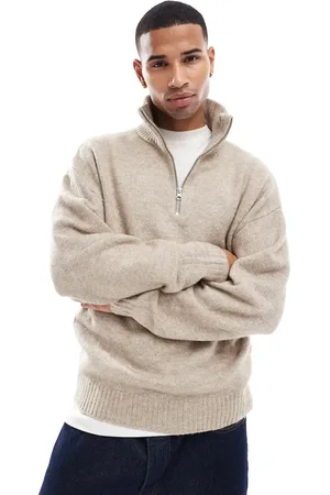 JACK & JONES Oversized fluffy half zip in beige