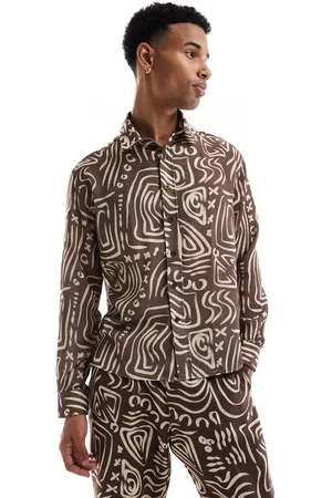 Viggo Relaxed shirt in dark brown abstract print co-ord