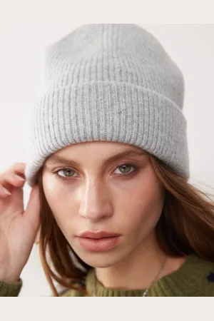 Monki Ribbed beanie hat in melange