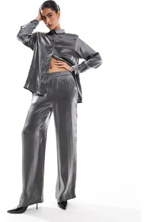 Pieces® Pull on trouser co-ord in metallic