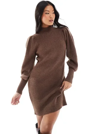 ONLY High neck jumper dress with bell sleeve in