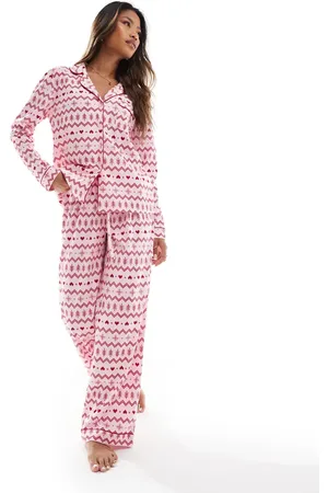 Boux Avenue Fleece long sleeve & trouser pjs in a bag in fairisle print