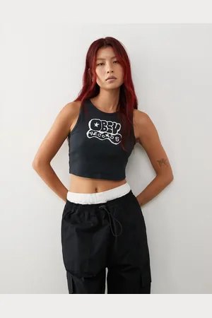 Obey Records graphic crop top in