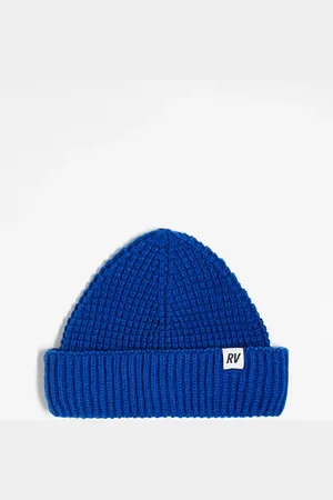 Reclaimed Unisex waffle beanie in cobalt