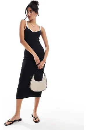 Noisy May Strappy midaxi dress with sweetheart neck in contrast detail
