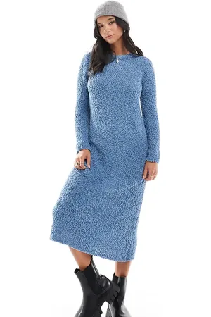 ONLY Textured midi knitted dress in